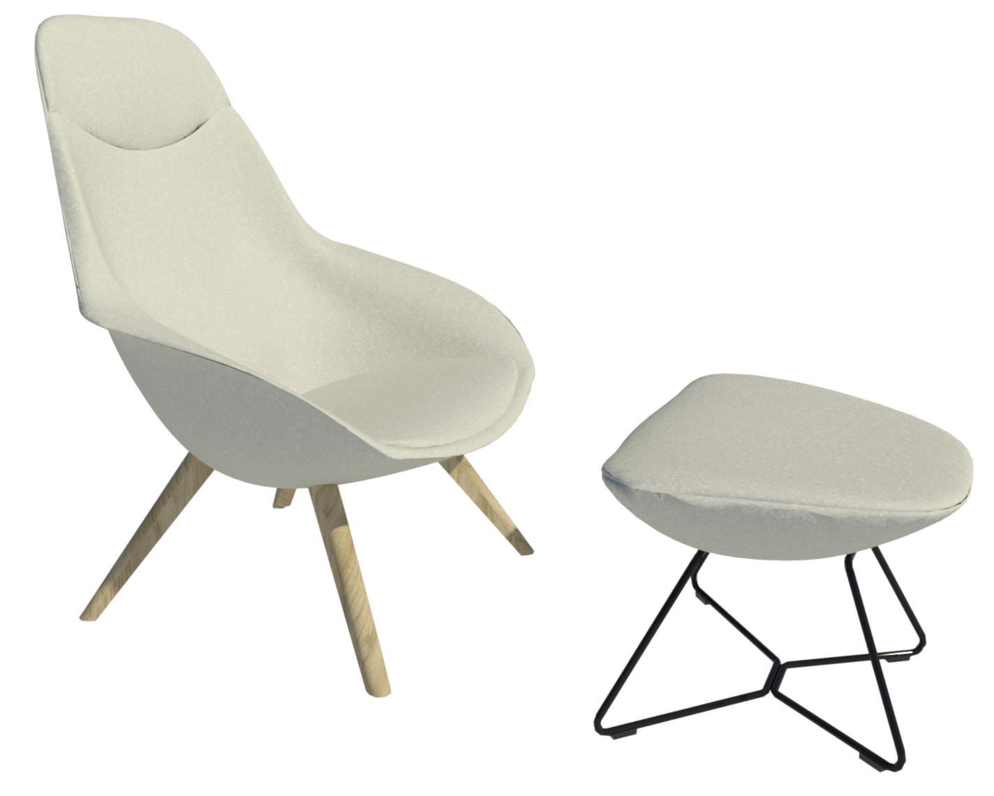 Yonda Lounge chair and Ottoman shown in the white Blend 60/2Q material.